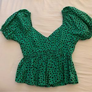 Urban Outfitters Puff Shoulder/Peplum Top